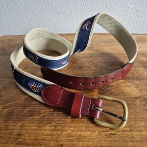 Vintage Men's Fly Fishing Belt Size 44 Leather Man Limited Solid Brass Buckle